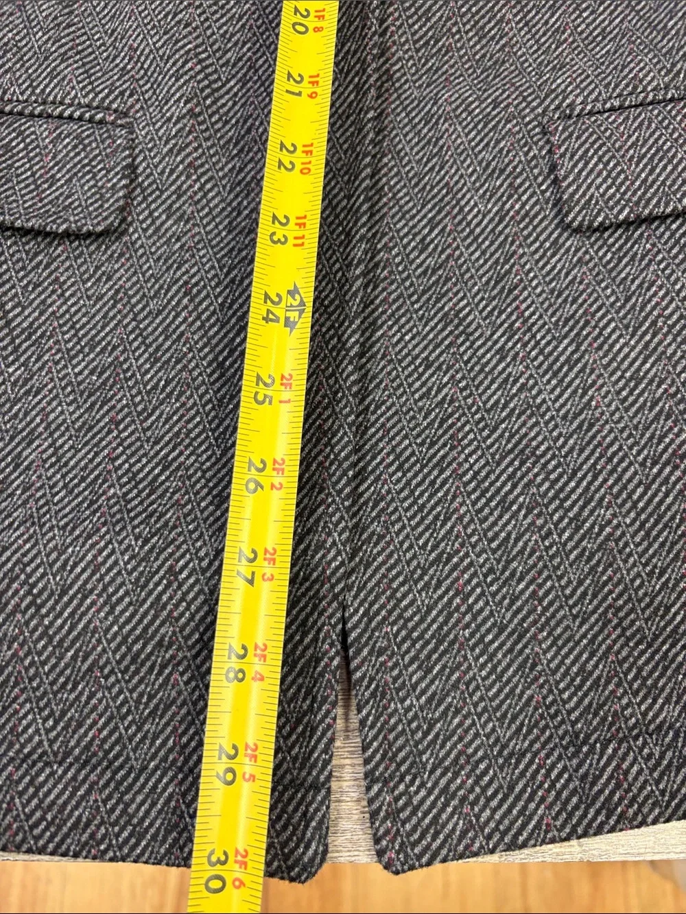 White House Black Market Herringbone Knit Blazer Gray Bloodstone Large NWT